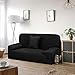 uxcell Stretch Sofa Cover Couch Covers Solid Classic for Sofas Armchair Universal Elastic Polyester Furniture with One Pillowcase Medium Black