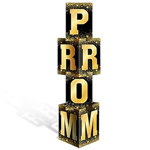 Prom Sign Prom Decorations 2023 Prom Photo Props Prom Column Boxes Cardstock Prom Night Decor Black Background with Letters Card Stock for Students Graduation Party, 12 x 45 in (Gold/Black)