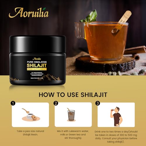 Aoruilia Shilajit Resin 50g Himalayan Organic Shilajit Gold Grade Full of 85+ Trace Minerals & Fulvic Acid for Energy and Immune Support Shilajit Supplement for Men, Women (1 Pack) 600mg Aoruilia Shilajit Resin 50g Himalayan Organic Shilajit Gold Grade Full of 85+ Trace Minerals & Fulvic Acid for Energy and Immune Support Shilajit Supplement for Men, Women (1 Pack) 600mg