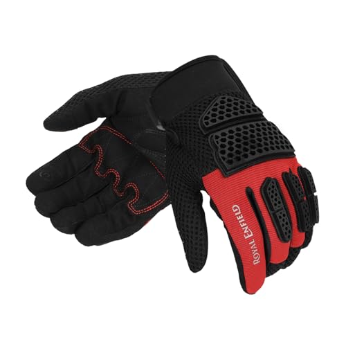 Image of Royal Enfield Street Ace 2.0 Riding Gloves | TPR Knuckle Protection | Air Mesh Ventilation | Microsuede Grip Patch | Palm Reinforcement | Poly Stretch Fabric | Impact & Abrasion Resistant RED M