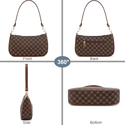 Image of Shoulder Bag for Women Retro Vegan Leather Classic Clutch Tote HandBags Purses with Zipper Closure