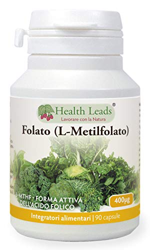 Folato (L-metilfolato) 400?g x 90 capsule, 5-MTHF Forma attiva di acido folico/vitamina B9, Supporta la normale crescita del tessuto materno durante la gravidanza, PRENATALE, Prodotto in Galles