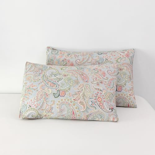 Susybao SZJRQC2023120710CA 100% Cotton Pillowcases Queen Size Set Of 2 Paisley Floral Patterned Pillow Covers Envelope Closure End Boho Flower Pillow Cases Bohemian Bed Pillow Encasement Soft thumb #2