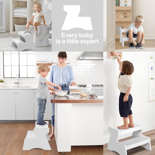 Toddler-Step-Stool-2-Step-Stool-for-Kids-Bathroom-White-Toddler-Step-Stool-for-Toilet-Potty-Training-Child-Stepping-Stool-for-Kitchen-Bedroom Toddler Step Stool 2 Step Stool for Kids Bathroom White Toddler Step Stool for Toilet Potty Training Child Stepping Stool for Kitchen Bedroom