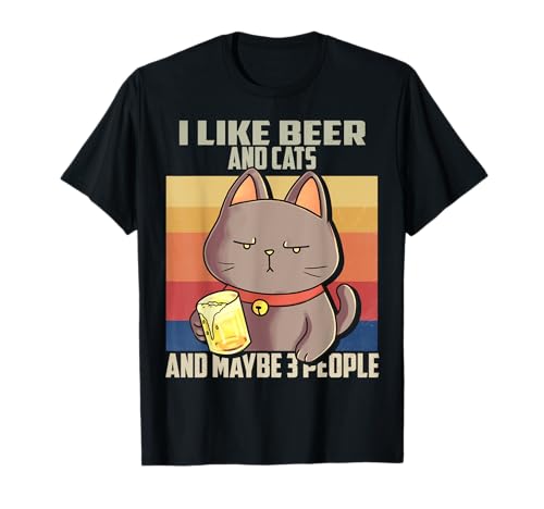 I Like Beer Cats Y Tal vez 3 Personas Amante de los Gatos Camiseta