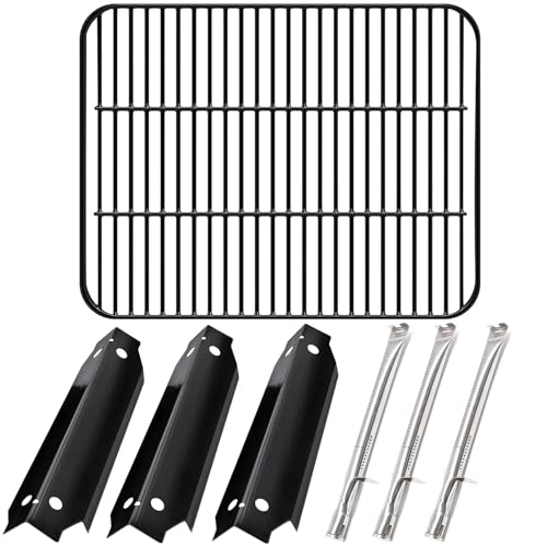 Criditpid Grill Replacement Parts for Dyna Glo DGC310CNP-D, DGC310BNP-D, DGC310RNP-D, Grill Cooking Grates, Heat Plate Tent Shields and Burner Tubes for Dyna-Glo 3-Burner Open Cart Propane Gas Grills.