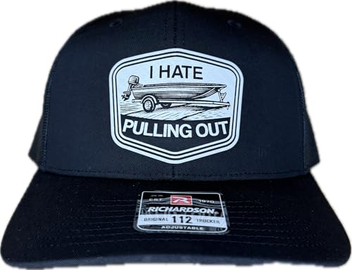 I Hate Pulling Out Boat Hat (US, Alpha, One Size, Black/Black with Carbon Fiber White Patch)