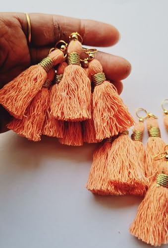Image of Zippy Flora Micro 1.5 inch Length Cotton Handmade Tassels for Saree /Blouse /Dupatta /DIY /Decor (Pack of 12) (Peach)