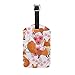 HAOXIANG Gepäckanhänger, Sichtschutz, Polyurethan-Kunstleder, Reisetasche, Kofferanhänger, süßer Babyfuchs in rosa Blumen-Identifikationsaufkleber, 12,7 x 7,1 cm Siehe Abbildung 1 Stpck