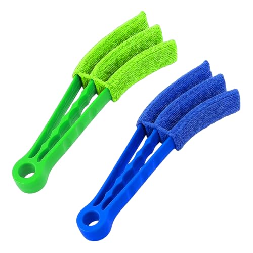 Venetian Blind Cleaner 2 Pack Microfiber Blind Cleaning Brush for Window Slats Wet and Dry Blind Duster Washable Window Blind Cleaner for Air Conditioner Vents Blue & Green