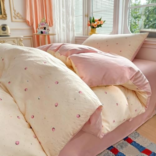 Housse de couette réversible bicolore rose aux motifs fleuris - 7