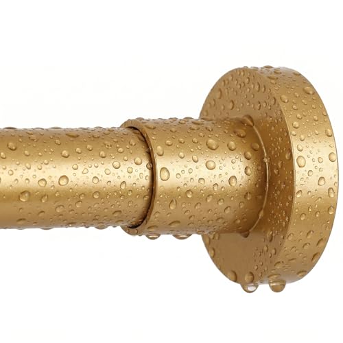 EBOATOP Shower Curtain Rod Tension- No Drill Non-Slip Spring Tension Shower Rod for Window or Bathroom, 43-73 inches Metal Steel, Frosted Gold