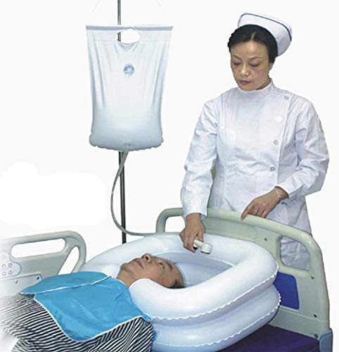 Lavabo inflable de lavado de cabello en la cama - Lavabo de champú portátil Baño de cama Ayuda auxiliar asistida para discapacitados, ancianos, pacientes encamados, embarazadas (kit de 6)