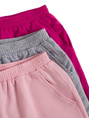 Image of SOLY HUX Girls 3 Packs Sweat Shorts Elastic Waist Casual Summer SweatShorts Teen Apparel