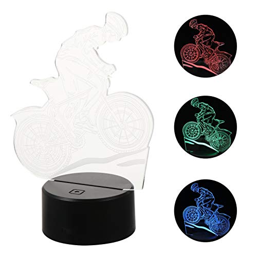 Lurrose Bicicleta 3D Luzes Noturnas Bicicleta Lâmpada 3D Ilusão 7 Cores Mudar Colorido Lâmpada de Me
