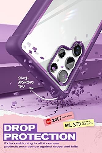 i-Blason Ares Series Designed for Galaxy S22 Ultra 5G (2022 Release), Rugged Clear Bumper Case Without Screen Protector (Purple)