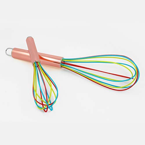 Excelsteel - 230 Excelsteel Perfect Durable Gift For Mixing Easy To Clean Up Silicone Tri-Color Whisk, 8", Rose Gold #TOP26