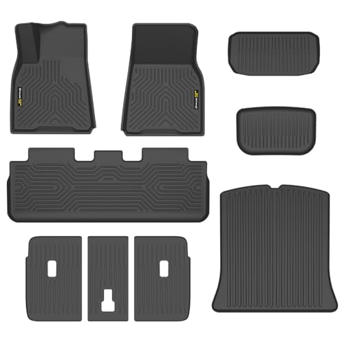 Cargo Liners Fit Tesla Model Y 2020-2024 5-SEAT (NOT for 7-SEAT) All Weather Cargo Liner Waterproof 1st & 2nd & 3rd Row 9PCS TPE