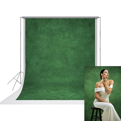 UrcTepics 8×10 ft Green Fabric Photo Backdrops, Classic Abstract Texture Backdrop for Headshots and Portraits, Vintage Photography Background for Studio and Events.