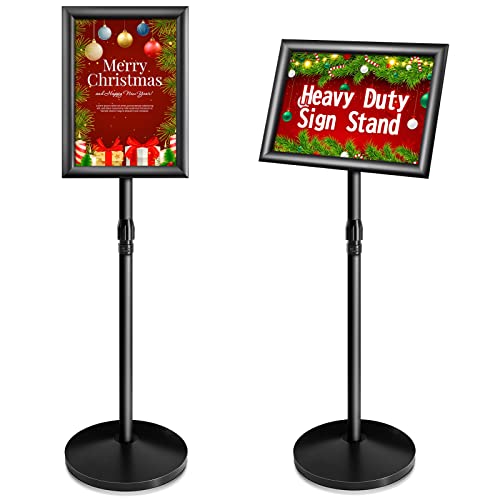 VAIIGO New A4 Heavy Duty Sign Holder Poster Stand, Adjustable Menu Display Stand Floor Standing Sign Holder with Cast Iron Base for Poster, Menu, Ads, Sales, Notice, Signage Display Stand (A4, Black)