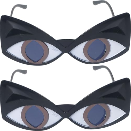 SOESFOUFU 2 Pairs Black Cat Eye Sunglasses, Oversized Chic Dark Glasses for Women, Fashionable Party Photo Props, Ergonomic Halloween Costume Accessories