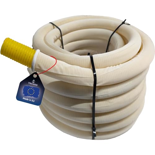 tecuro Drainagerohr 10 Meter - DN100, flexibel, gewellt und geschlitzt, mit Filterstrumpf, PVC-U, DIN 1187