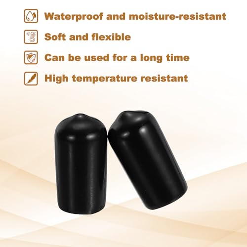 Image of uxcell 88Pcs Rubber End Caps, 10.5mm(7 /16 inch) ID Round Screw Thread Protectors Flexible Screw Bolt Covers Caps for Metal Tube Rod Bolt, Black