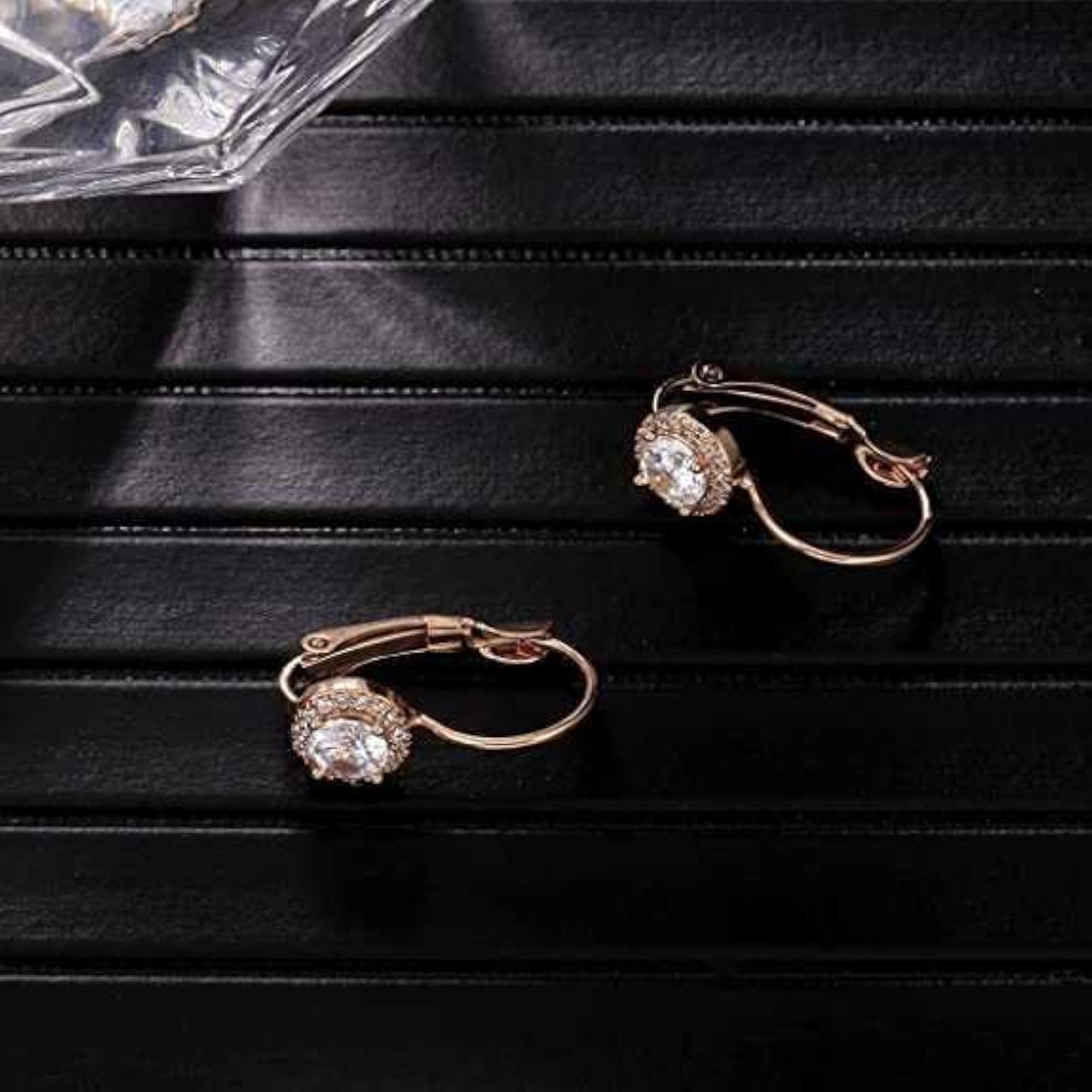 Copper Zirconia Hoop Earrings Lever Back Hypoallergenic