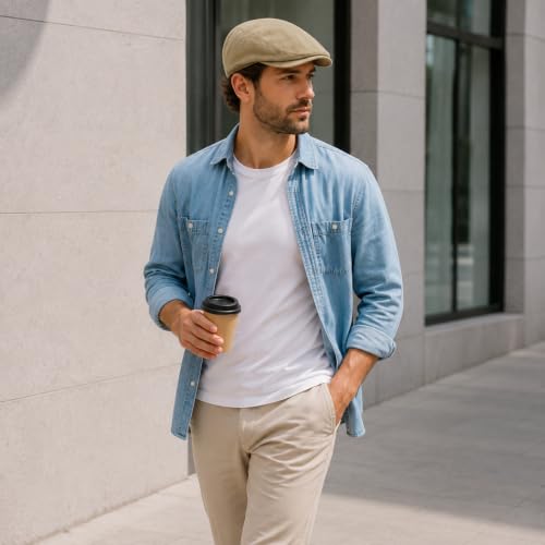 Image of 3Pcs Men's Newsboy Caps Cotton Cooling Hat Adjustable Flat Cap for Men