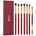 DUcare 7pcs Eyeshadow Brushes Makeup Eye Brush Set Eyeshadow Eyebrow Blending Cosmetics Brushes Red with Gold