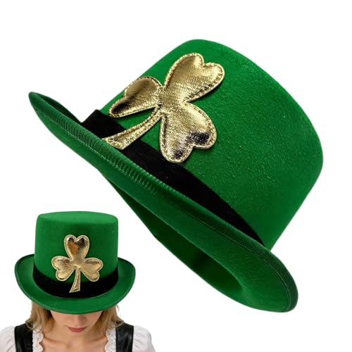 Cilindro para hombre – 39,5 x 24 x 12 cm, accesorio verde, gorro de tela no tejida, disfraz de festival irlandés para adultos, mujeres, adolescentes, ancianos, actuaciones escénicas, juegos de rol