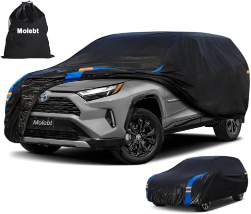 Molebt SUV Car Cover Waterproof All Weather for Automobiles, Full Exterior Covers for Jeep (182-190 inch) Universal Fit for Chevrolet Equinox, Toyota RAV4 etc. Rain Winter Sun Snow Protection.