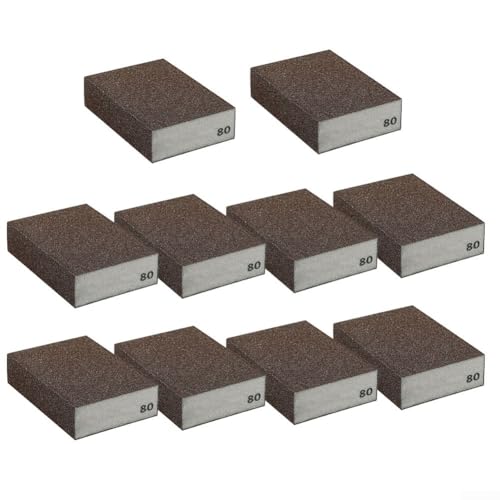 Lot de 10 éponges abrasives multi-grains pour le nettoyage et le polissage (grain 80)