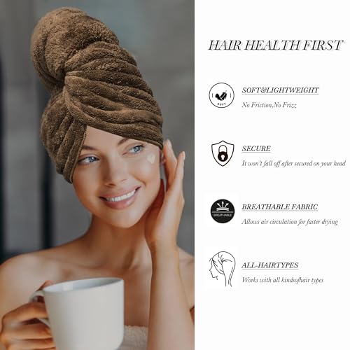 BreodyEco Toalha de cabelo de microfibra extra grande - 129,5 cm x 61 cm leve e durável envoltório d