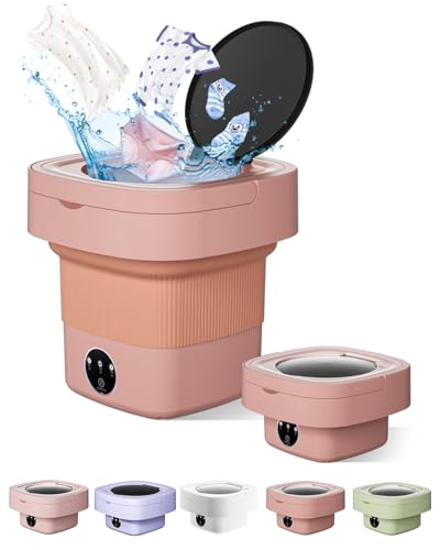 Image of Portable Washing Machine, 9L Mini Laundry Washer with 3 Modes Cleaning for Underwear, Baby Clothes, Sock, Small Delicates. Foldable Washer and Dryer Combo for Apartment, Home,Hotel, Camping,RV(Orange)