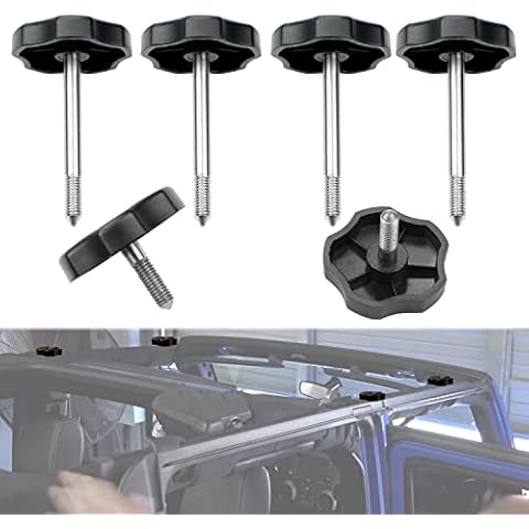 Knob Pin kits Uesd for Soft Top Window Frame Door Surround Knob with Pin Knob Bolt Fit For 2007-2018 Jeep Wrangler JK 4-Door - 6Pcs(4 Long + 2 Short) Cover