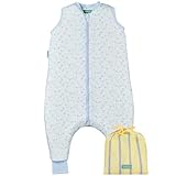 molis&co - Pijama Manta con Pies 1.0 TOG - 70 cm (1 año) - Ideal para Primavera y Otoño - 100% Algodón (Oeko-Tex 100) - Blue Lily