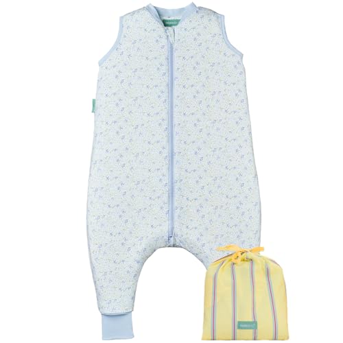 molis&co   Pijama Manta con Pies 1.0 TOG   70 cm (1 año)   Ideal para Primavera y Otoño   100% Algodón (Oeko Tex 100)   Blue Lily