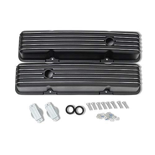 Demotor Performance For Sbc Chevy Tall Valve Covers & 12" Oval Air Cleaner Black Finned Aluminum #TOP2