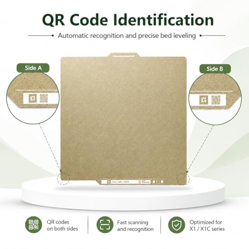 Image of PEI Build Plate for Bambu Lab P1S P2S A1 P1P X1 X1C X1E, 0.77mm Double Sided Textured PEI Spring Steel Sheet with QR Code, Flexible 3D Printer Spring Steel Build Plate, 257x257mm