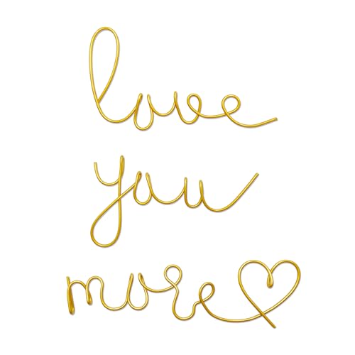 noxozoqm Love You More Wall Decor Signs Metal Letters Wall Decor Gold Metal Wire Art Decor Love Wall Decals for Bedroom,Living Room and Home Wall