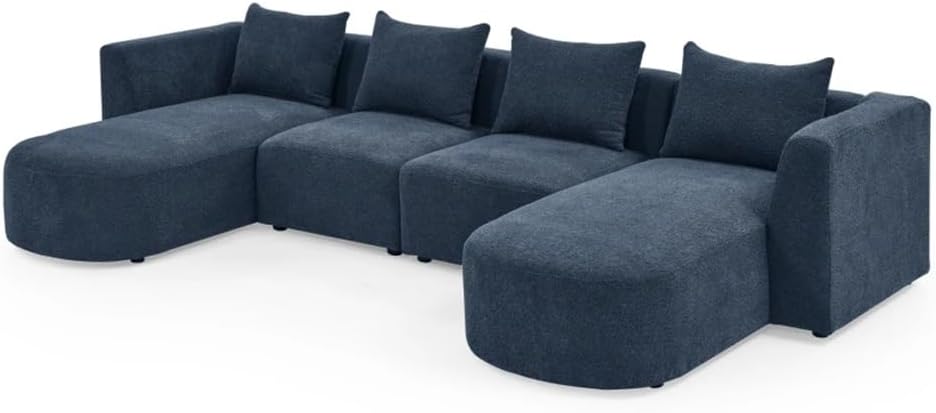 U Shape Sofa,Sectional Sofa Including 2 Single Seats & 2 Chaises, Modular Sofa,Loop Yarn Fabric Living Room Sofa(E)