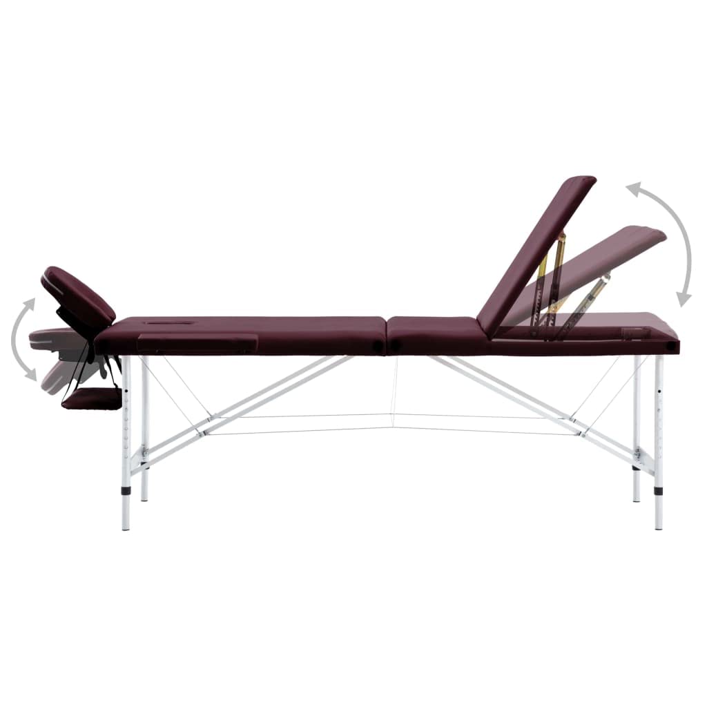 Table de Massage Pliable 3 Zones Aluminium Violet vin,Santé & beauté,Hygiène personnelle,Massage & Relaxation,Tables de Massage,17.05 kg-110199