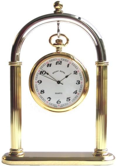 Pocket Watch Display Stand Full Arch Chrome Metal Holder for Pocket Watches, Antique Clocks, & Collectibles Dual Tone Chrome-Brass ( Watch Not Included )