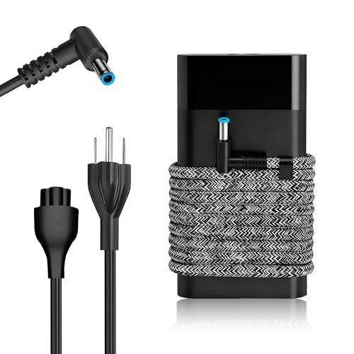 New Slim 65W 45W Laptop Charger Compatible with HP Laptop Charger Computer Spectre x360 Envy Elitebook x360 Pavilion Braided Cable Smart Blue Tip Power Cord Ac Adapter
