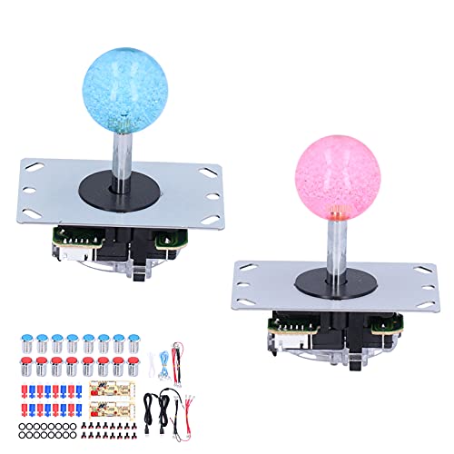 Boutons d'arcade, pièces de bricolage de jeu d'arcade multifonctionnelles performances supérieures pour les jeux PC(Bleu + rouge + deux lignes lumineuses) Cover