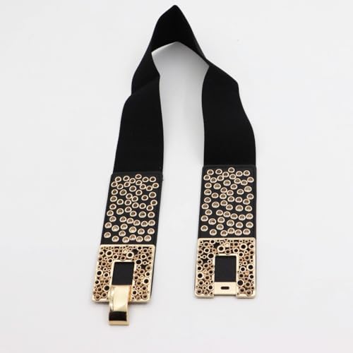 ZYALTFDC Women Y2k Punk Wide Elastic Waist Belts for Women Vintage Stretchy Cinch Belt Gold Buckle Waistband Belt for Dresses3