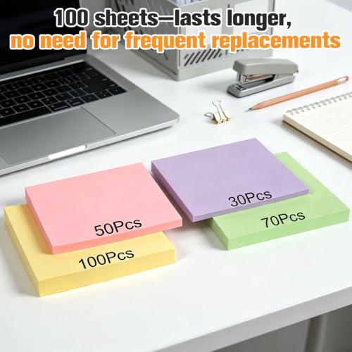Image of Agoer Sticky Notes - Pack of 12 Coloured, 50 x 38 mm, 1200 Sheets, 12 Colours, Office, Home, School