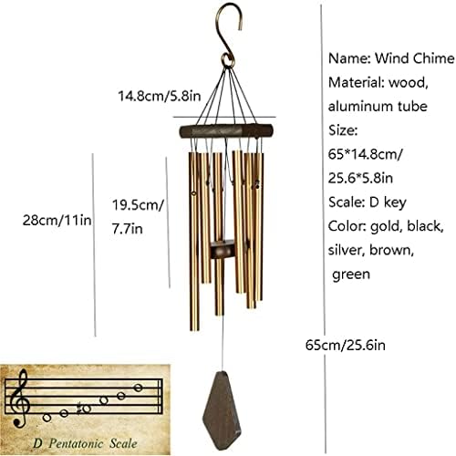 Metal 6-Tube Wind Chimes Creative Unique Personalized Wind Chimes with S Hooks Outdoor Commemorative Gifts (Color : Green Size : 25.6inchs) (Silver 25.6inchs) image 5