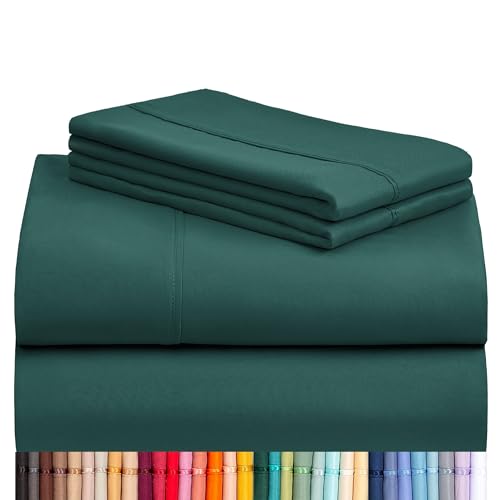 Image of LuxClub 3 PC Sheet Bed Sheets Deep Pockets 18 inch Eco Friendly Wrinkle Free-Kids-Fitted Sheets Machine Washable Hotel Bedding Silky Soft - Emerald Twin